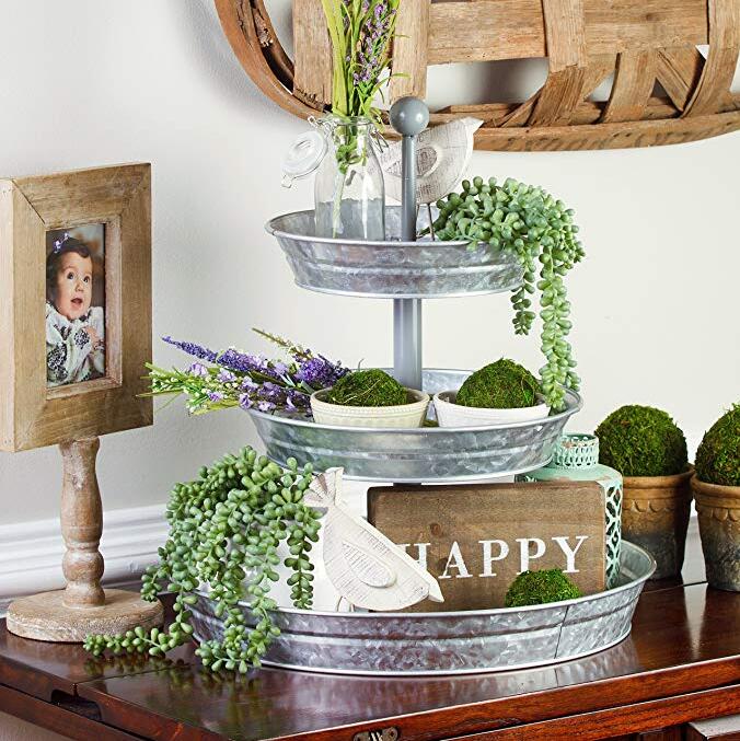 Limitless Décor Options – This tall, rustic serving tray features three tiers designed for displaying food, appetizers, coffee, or kitchen and dining room décor.