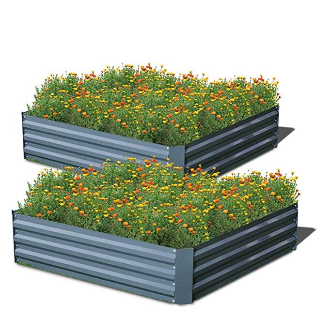 Outdoor Metal Raised Garden Bed for Vegetables, Flowers, Herbs, Plants - Dark Gray