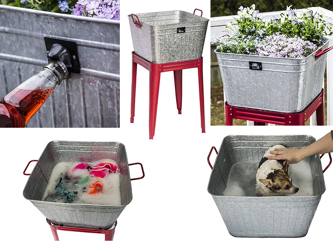 17 Gallon Metal Galvanized Tub - Can be Used as a Large Party Beverage Tub, Wash Tub or a Galvanized Planter for Outdoors