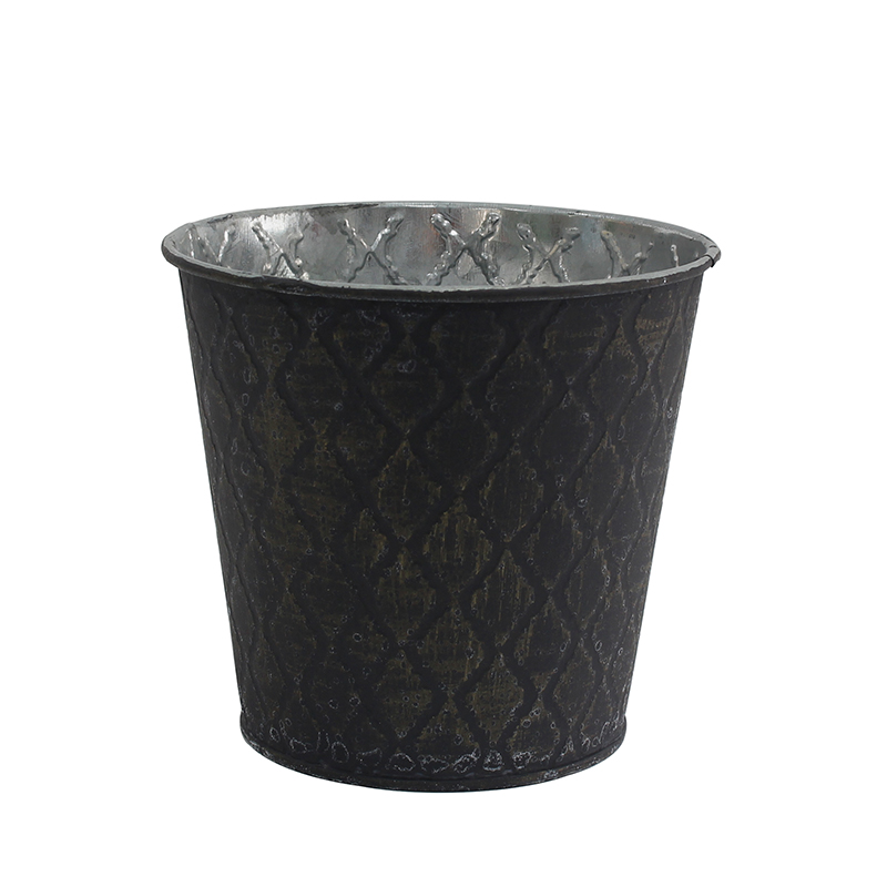 Vintage Black Tin Planter