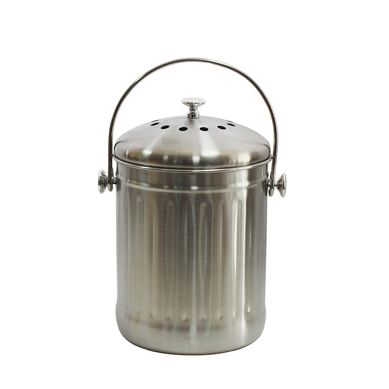 1.3 Gallon 5L High Grade Stainless Steel Kitchen Food Waste Compost Bin 