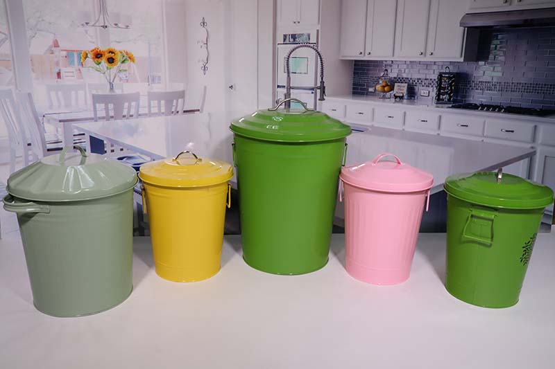 Factory hot sale galvanized metal power coated trash bin for home and kitchen