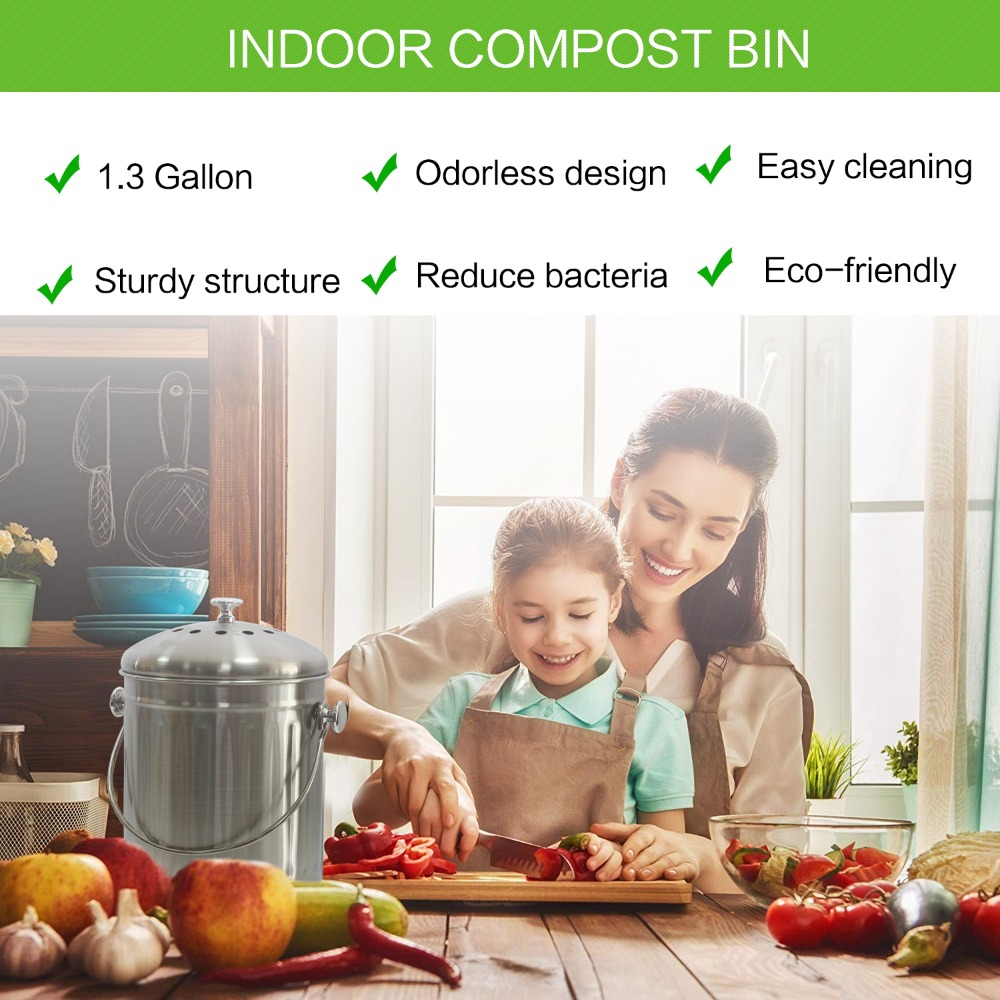 Compost bin has stylish and modern design, so you can enjoy composting at home.