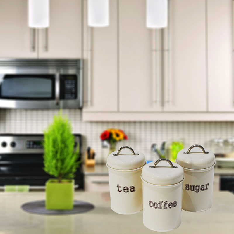 Beautiful canisters will be a good helper and add a chic aesthetic to your kitchen