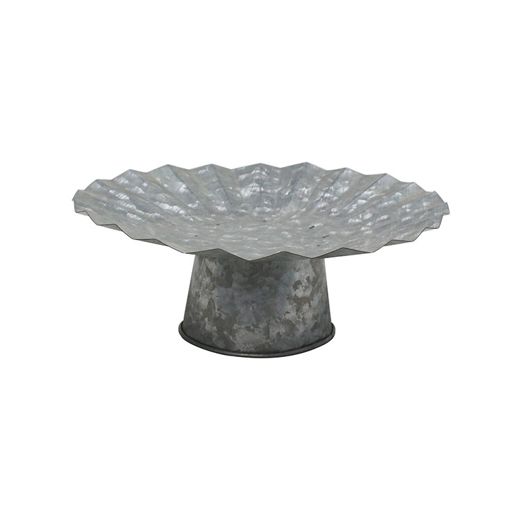 Round in Flower Shape Galvanized Cake Stand Cupcake Serving Tray 