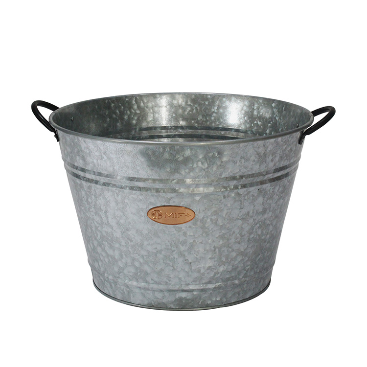 Home Galvanized Iron Steel Round Holds Soda Beer Wine and Champagne Party Beverage Tub 