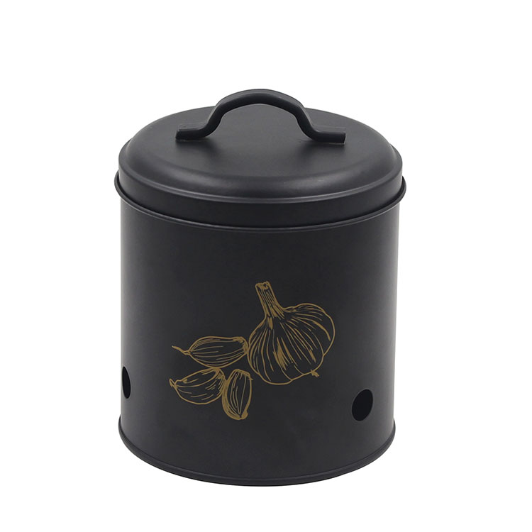 Black Galvanized Metal Garlic Storage Keeper 