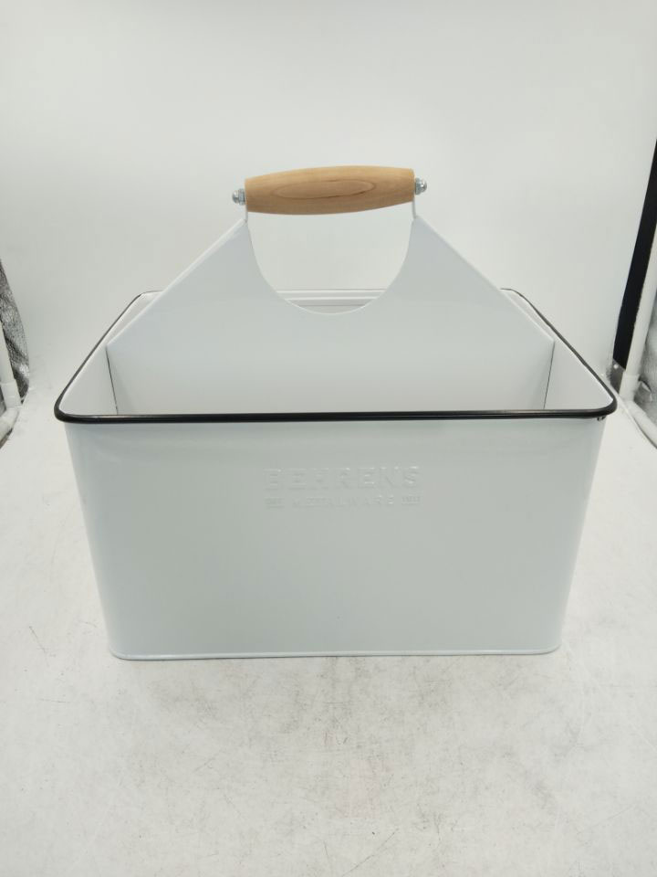 Galvanized Caddy: The white metal design looks great on  table,you can store your forks, spoons, knives, napkins, paper plates, condiments, kitchen gadgets, spatulas, utensils, tools, cutlery and more inside the carrier