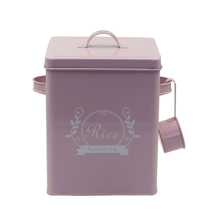 Square Galvanized Metal Food Rice Storage Container 