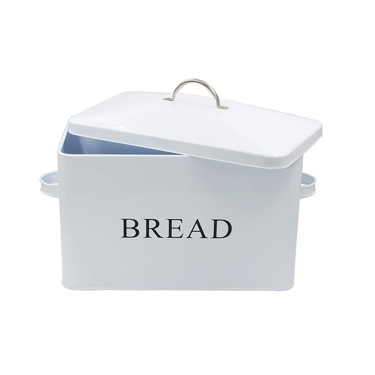 White Metal Bread Box for Kitchen Countertop