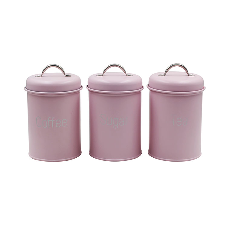 Factory wholesale metal kitchen sugar tea and coffee canister sets