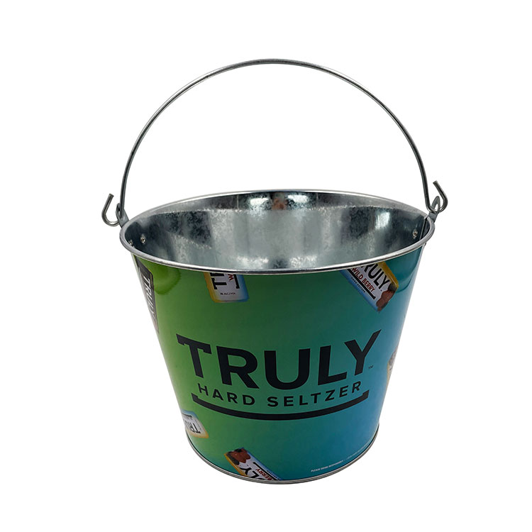 Party Full Color Logo Printed Metal Drinks Cooler Ice Bucket 