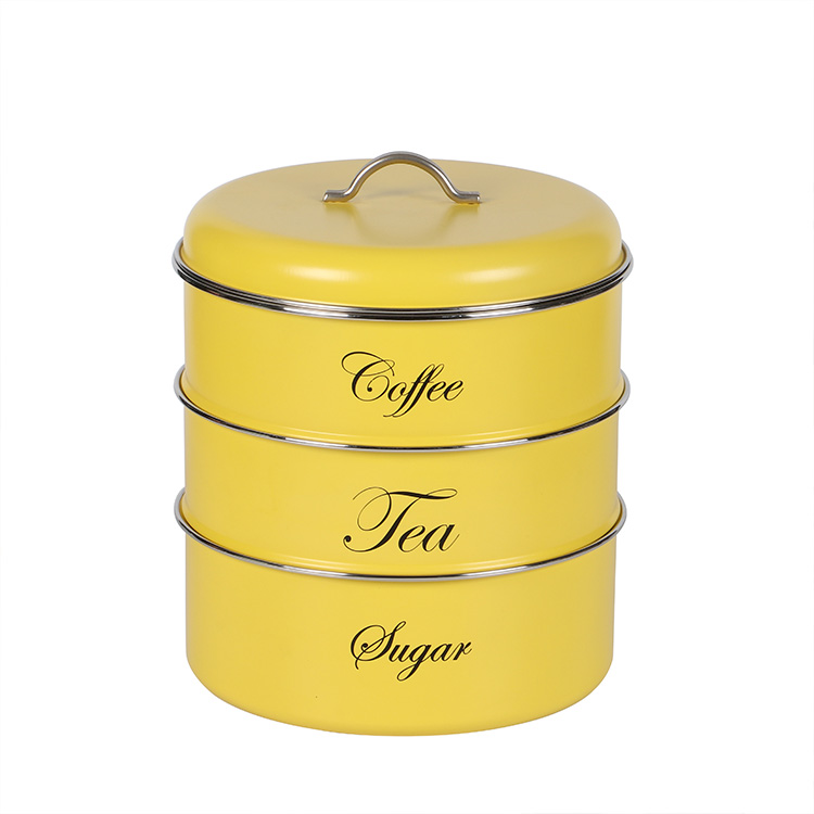 Stackable Metal Canisters Set Tea Coffee Sugar Food Storage Jars Containers 