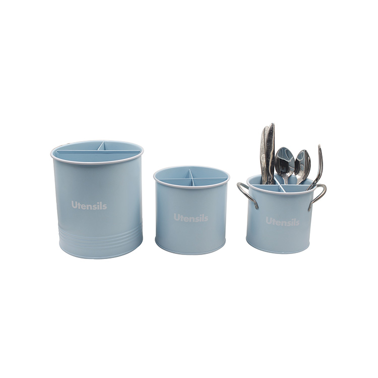 Galvanized Metal Kitchen Utensil Holder for Countertop With Removable Divider