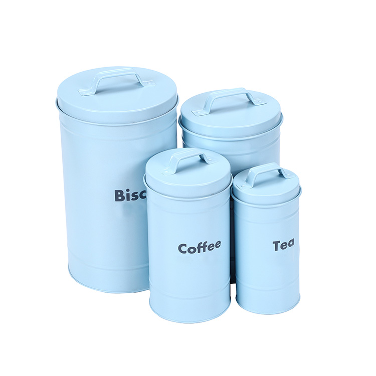 Vintage Farmhouse Food Storage Container 4 Piece Biscuit Coffee Sugar Tea Caniste