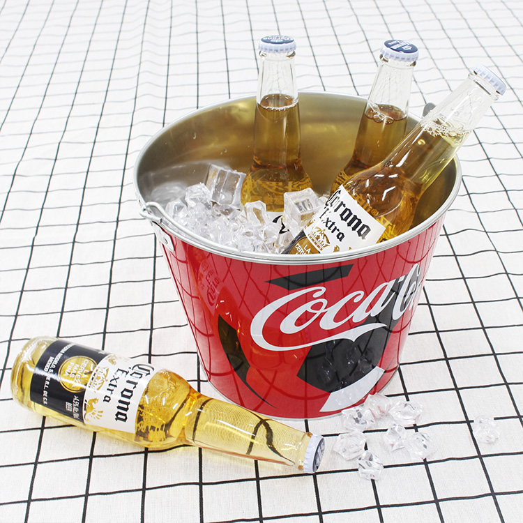 Custom Logo 5qt Metal Tin Galvanized Beer Ice Bucket For Parties