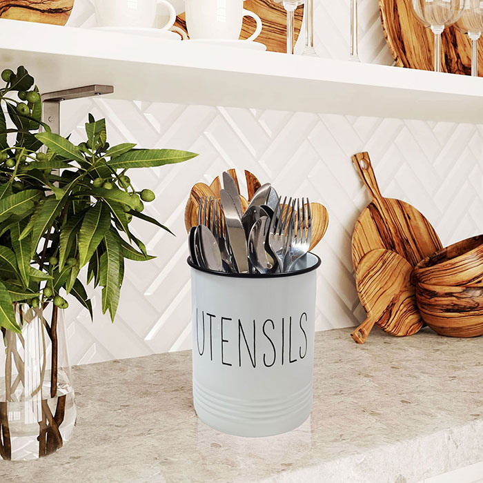 Decorative cooking tools organizer caddy Metal Counter Utensil Crock Home Farmhouse Kitchen Countertop Utensil Holder