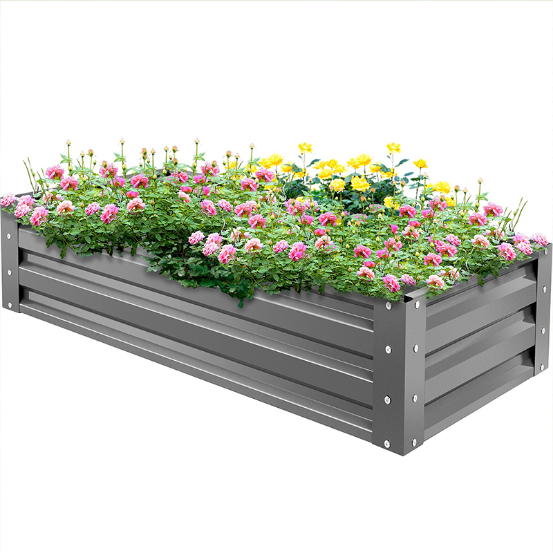 Raised Metal Garden Bed Steel Garden Bed Square Planter Box Gray Steel Plant Rais