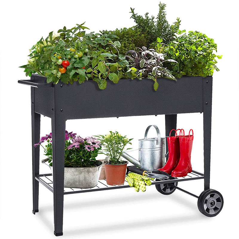 Raised Planter Box with Legs Outdoor Elevated Garden Bed on Wheels for Vegetables