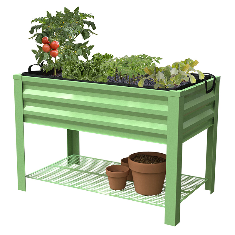 Stand Up Green Metal Raised Garden Planter Metal Raised Garden Bed With Legs