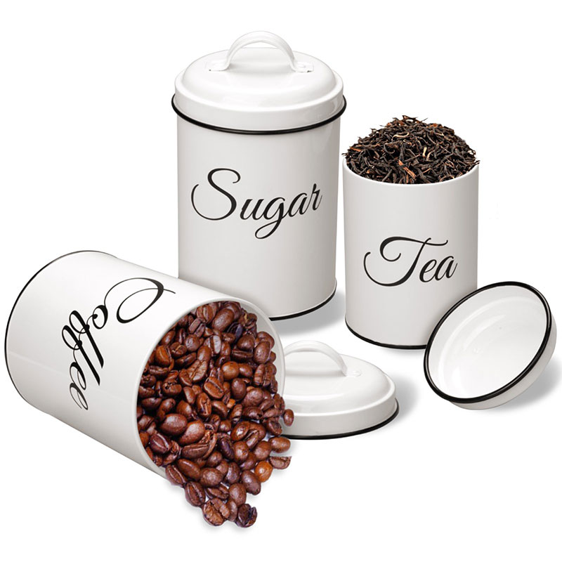 3 Pcs Kitchen Canisters Set Airtight Tea Sugar Coffee Containers Rustic Canister 
