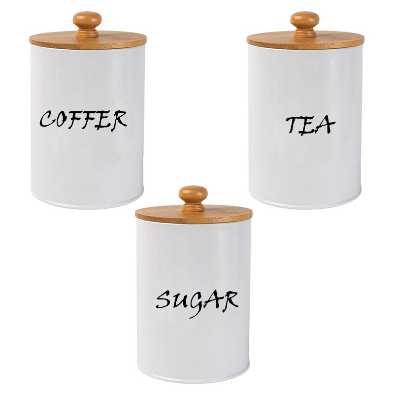 Metal Containers Sets Kitchen Canister with Lids Tea Coffee Sugar Storage Jars