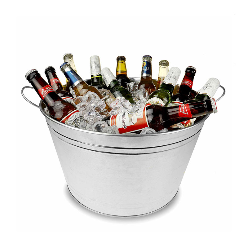 Galvanised Steel Round Party Tub Ice and Drink Bucket Metal Beverage Tub