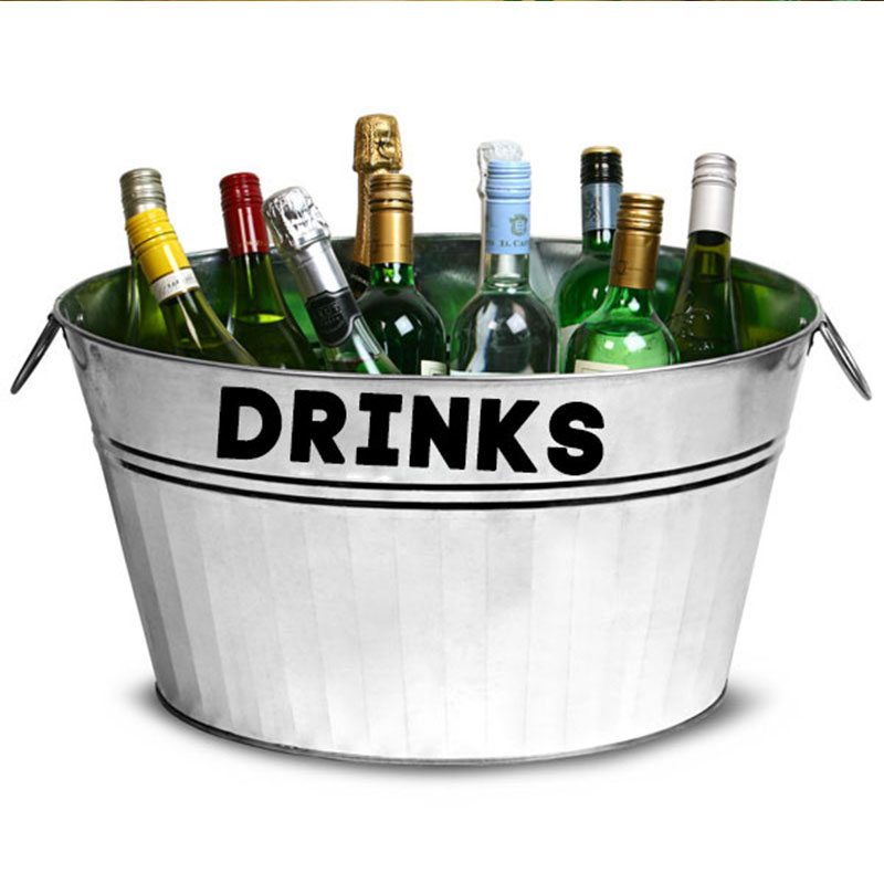 Galvanised Steel Party Drinks Tub Champagne Ice Buckets Metal Beverage Tub For Pa