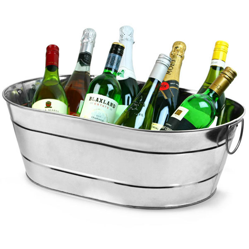 Large Galvanised Steel Oval Party Tub Beer Wine Ice and Drinks Cooler Bucket Metal Beverage Tub