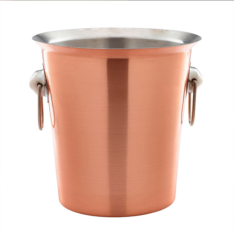 Stainless Steel Ice Bucket Copper Wine Bucket Metal Beverage Tub Wine Beer Chiller