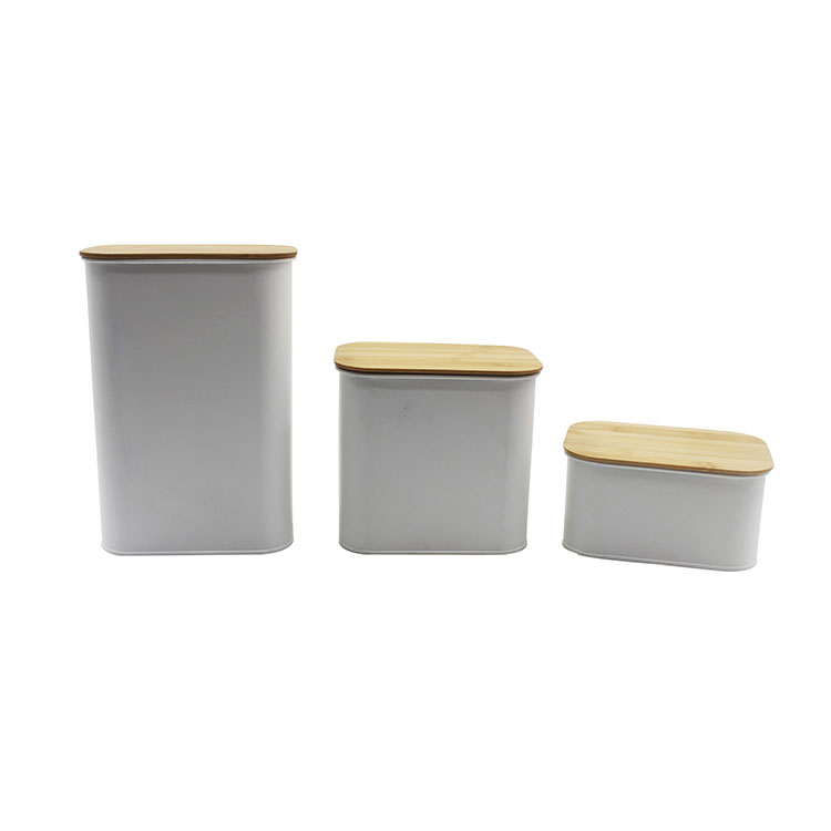 Metal Square Airtight Tea Coffee Sugar Container Set of 3 Farmhouse Kitchen Decoration of Canisters Set
