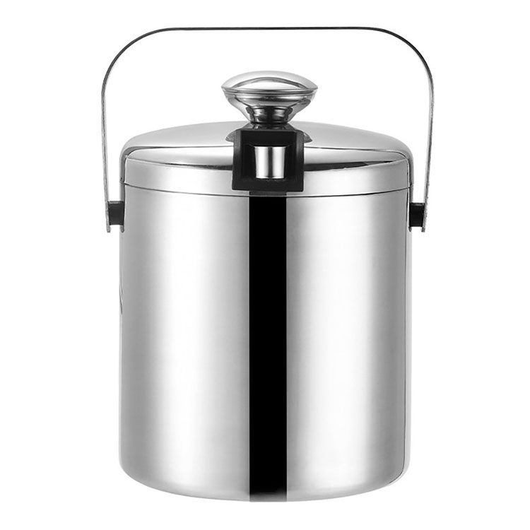Mini Portable 1.3L Stainless Steel Double-wall Ice Cube Container Champagne Beverage Ice Bucket with Lid