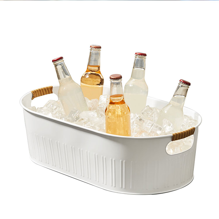 Classic Large Rectangle Galvanized Metal Chill Wine Beer Ice Bucket Drink Cooler Beverage Tub for Home Parties