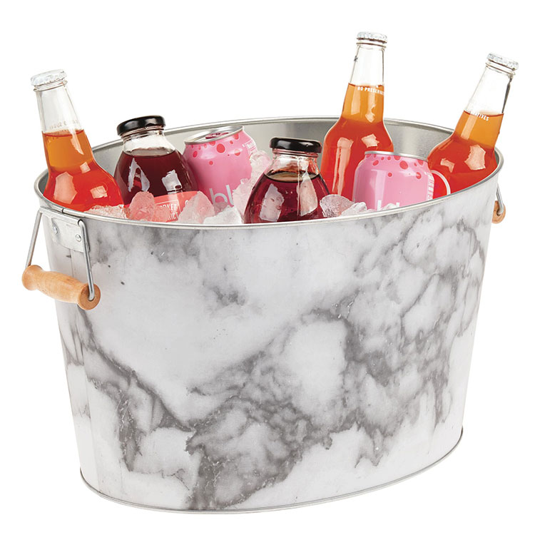 Portable 4.75 Gallon/18 Liter Large Metal Beverage Tub Oval Cold Drink Beer Wine Ice Cooler