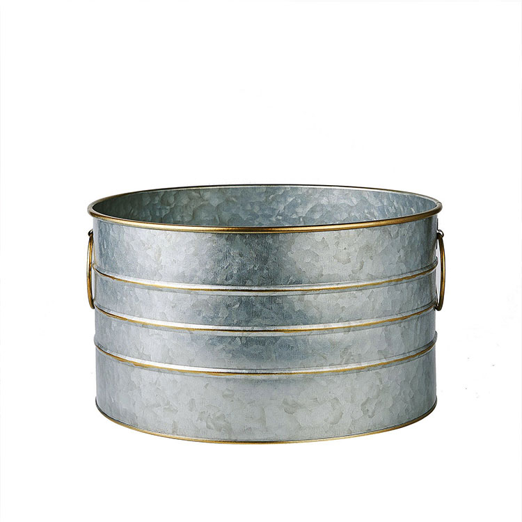 Farmhouse Silver Rustic Galvanized Metal Buckets Round Party Beverage Tub Ice Buc