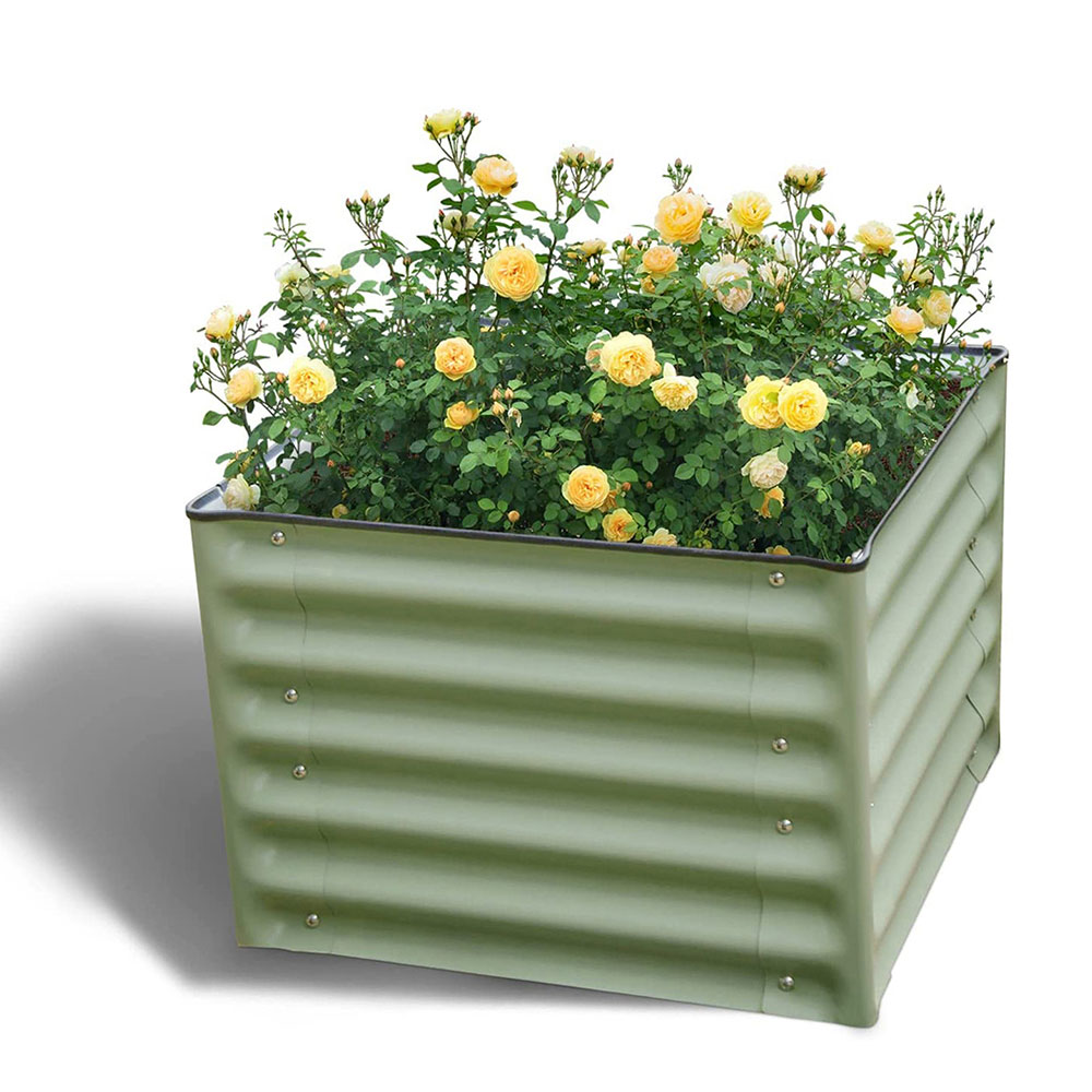 Galvanized Square 61x61x43cm Modular Raised Garden Beds Kit Metal Planter Box for Vegetables Flowers Herbs