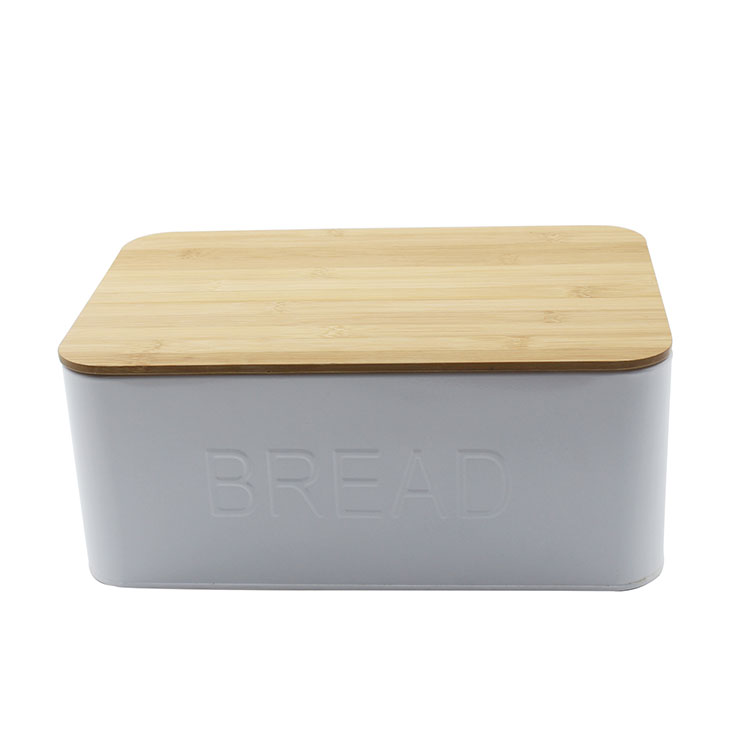Kitchen Countertop Galvanized Steel Large Bread Bin Storage Container And Organizer Metal Bread Box with Bamboo Lid