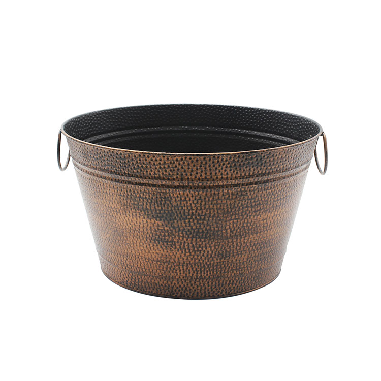 Galvanized Bronze Copper Finishing Oval Beverage Party Tub Wine Chiller Metal Ice and Drink Bucket