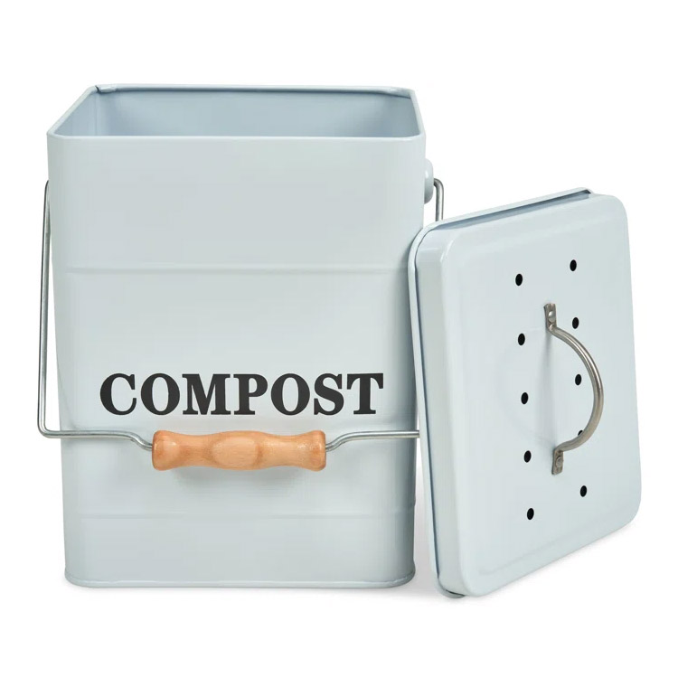 3 L Metal Odour Resistant Indoor Compost Bucket Compost Bin
