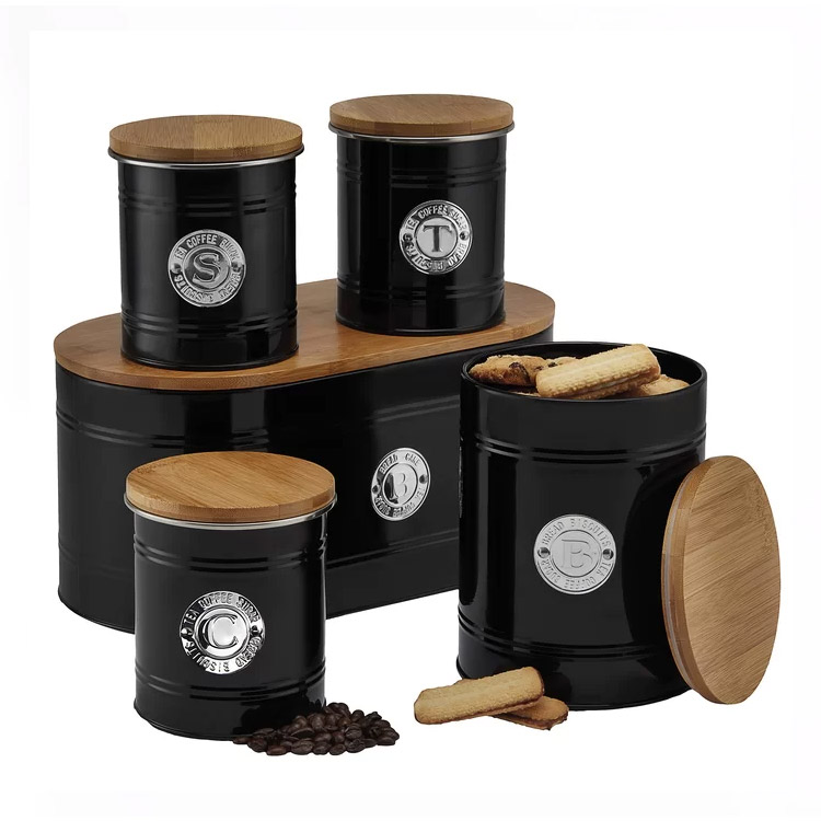Food Storage Container Bread Box and Canister Set Bread Bin Sugar Tea Coffee Stor