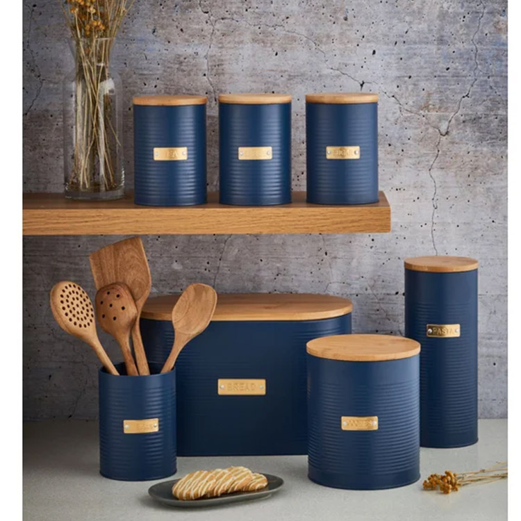 Metal Bread Box Bin Storage Canister Biscuit Tins Farmhouse Country Decor Cookies