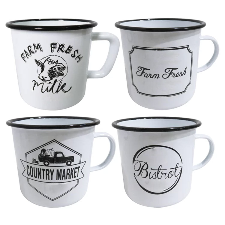 Home Picnic Travel Hiking Outdoor Rustic Farmhouse Camping Enamelware Coffee Mug Enamel Mug Metal Cups with Handle