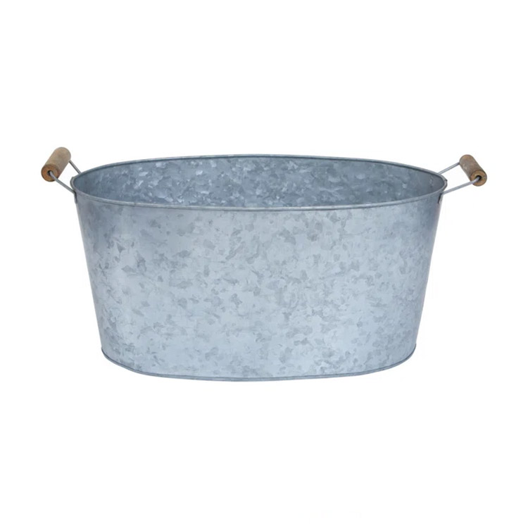 Galvanized Ice Bucket Beverage Tub for Parties Metal Drink Tin Bucket for Beer Wi
