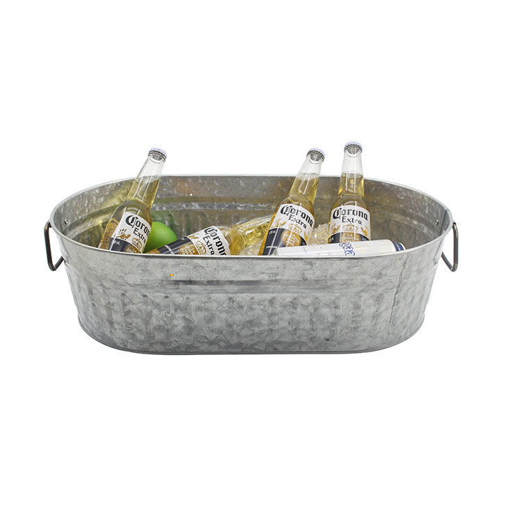 Sliver Galvanized Steel Wine Bottle Chiller Champagne Beverage Tub Drink Ice Buck