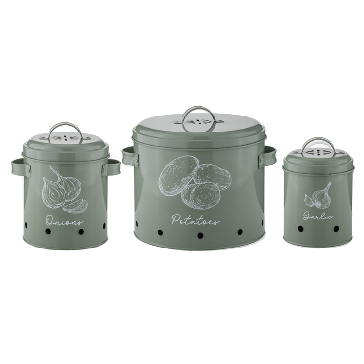 Garlic Onions and Potatoes Canister Sets Kitchen Counter Food Storage Containers Keeper Bin