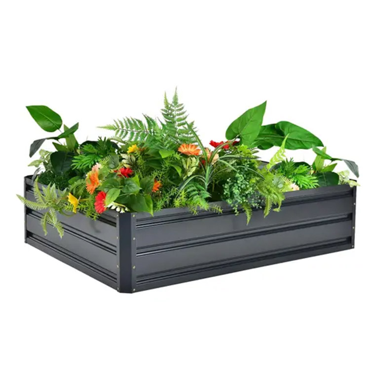 120x90x30cm Grey Vegetable Herbs Flower Square Galvanized Metal Planter Box Outdoor Raised Garden Bed