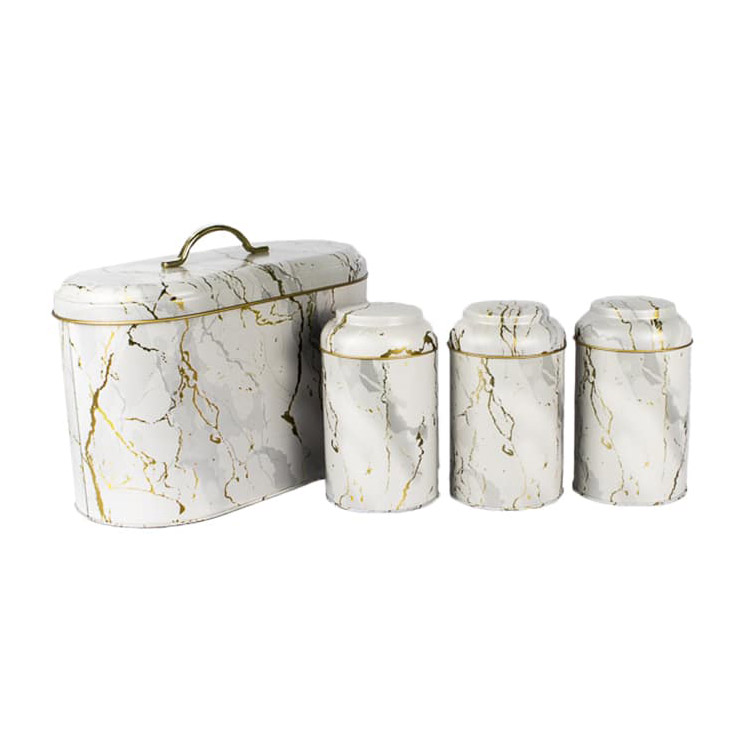 Metal Kitchen Bread Storage Canisters Set 3 Round Coffee Sugar Tea Jar Large Capacity Bread Box Kitchen Countertop Bread Bin