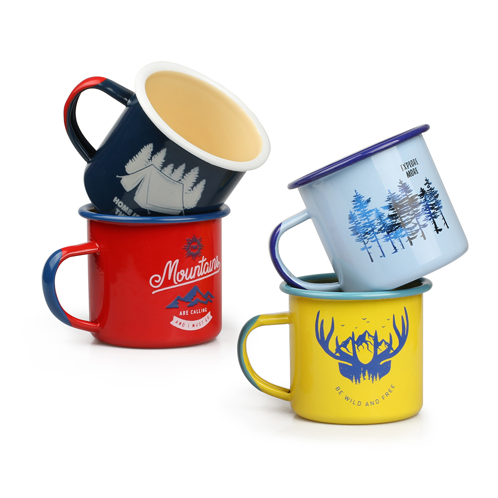 Custom Portable Campfire Enamel Mug Camp Coffee Tea Milk Drinking Cups For Home P