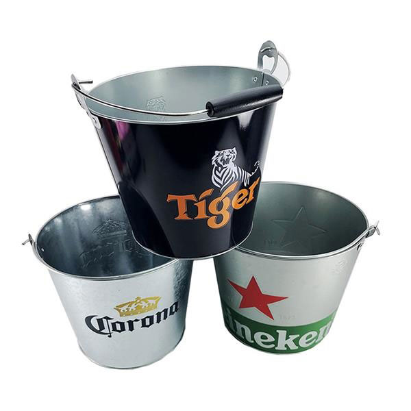 5 Quart Galvanized Metal Corona Tin Bucket Beer Wine Champagne Ice Bucket With Custom Logo