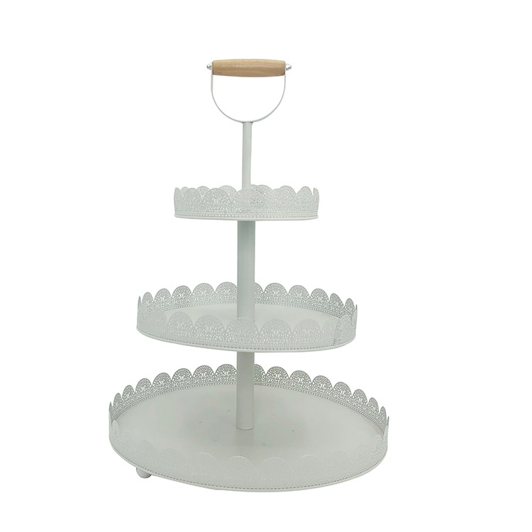 3 Tiers White Metal Fruit Pastry Holders Cupcake Dessert Stand Cake Stand Serving Platter Tiered Serving Trays